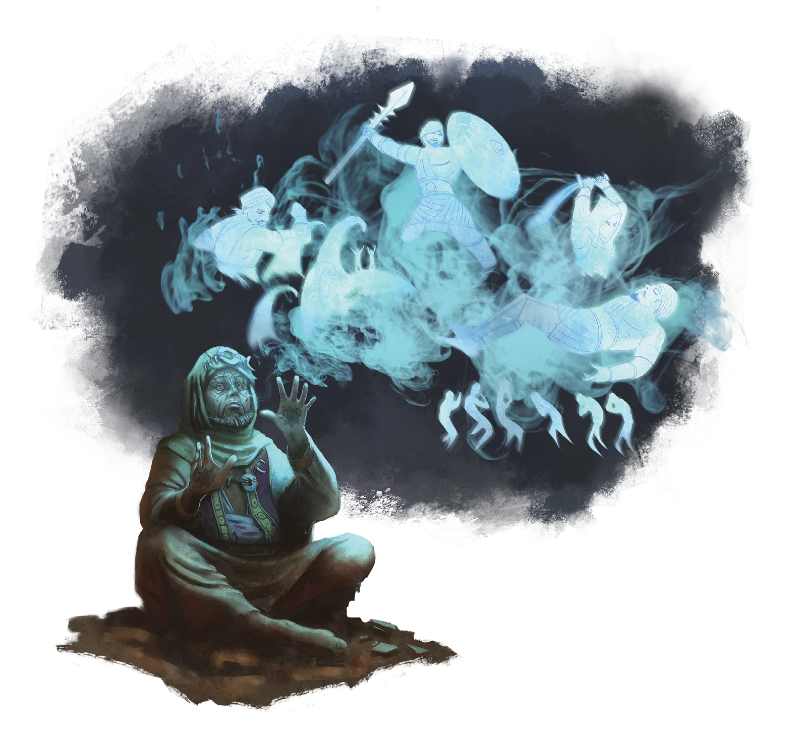 {Le portrait d'un nomade du désert dont les récits semblent prendre vie dans l'air}