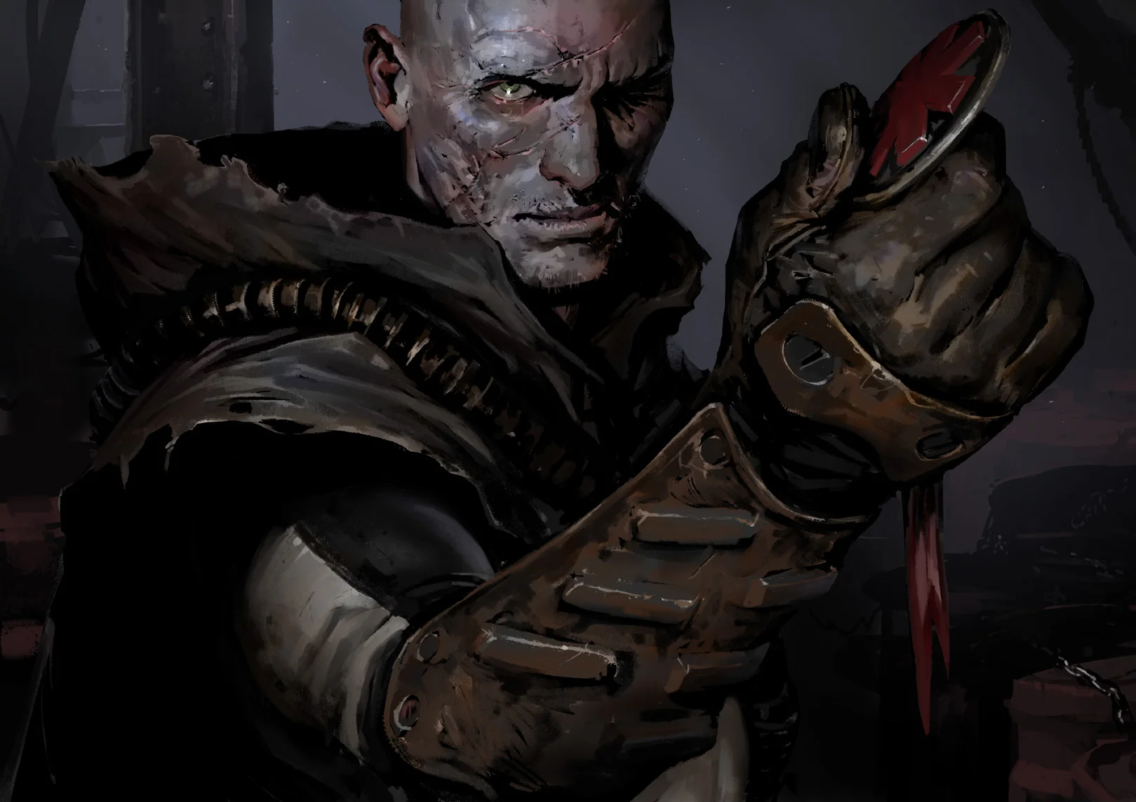 {Portrait de Vatenguerre avec son médaillon dans la main}