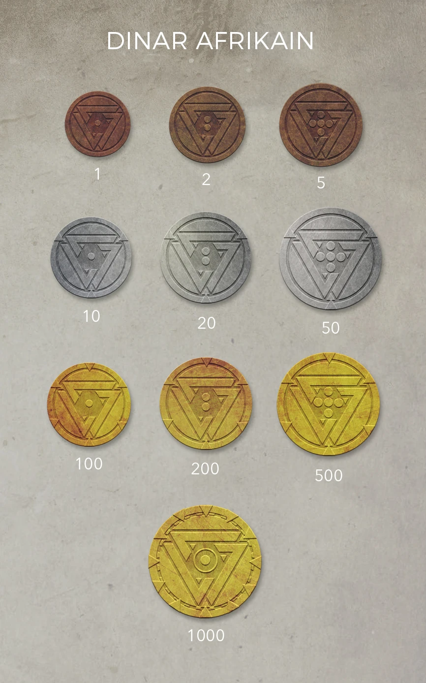 {Différents symboles de dinars afrikains}