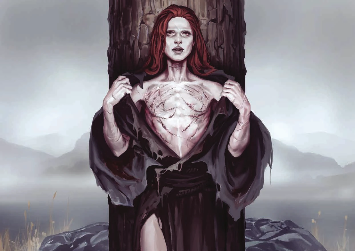 malinesse-blessures.webp {Une femme rousse dévoilant son torse meurtri}